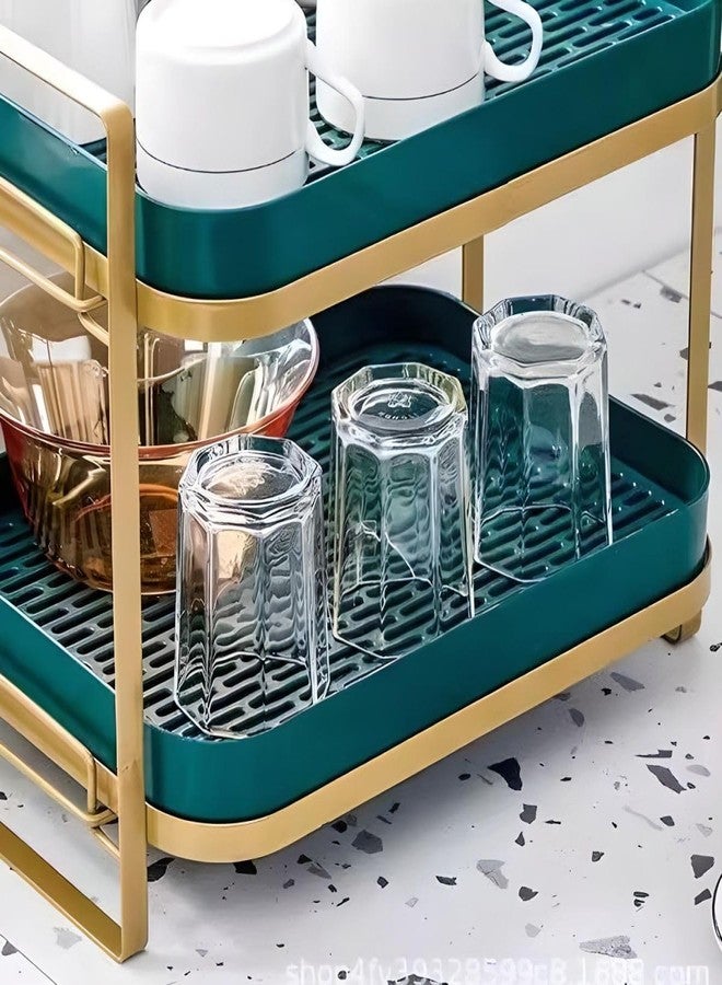 Kitwe حامل أكواب قهوة مزدوج الطبقات من كيتوي، رف تخزين أكواب شاي كبير السعة، منظم تخزين أكواب قهوة، رف حامل أكواب قهوة مع صينية تصريف للمطبخ المنزلي - Image 5